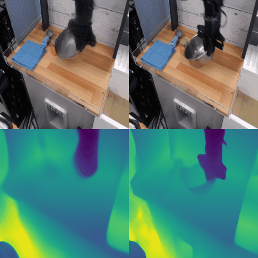 Bridge WidowX robot prediction compared with ground truth